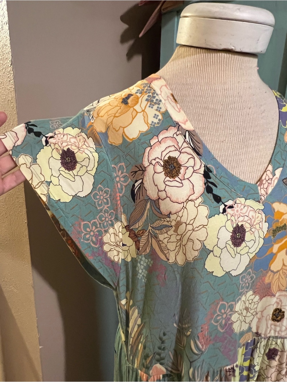 Johnny Was Millay Floral Swing Bamboo Short Sleeve Dress Medium M Boho Tiered - Picture 2 of 11